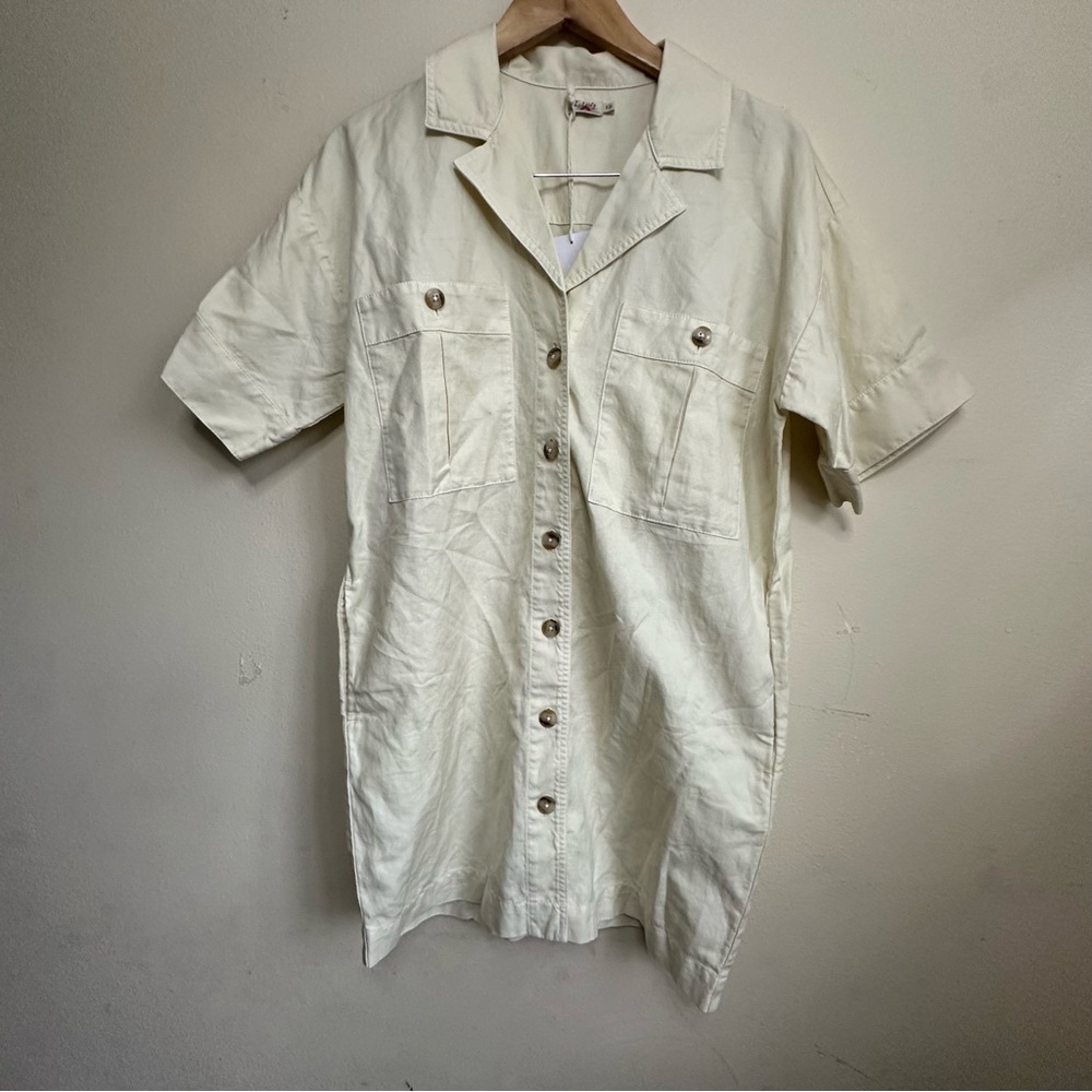 Faherty women’s linen cotton shirt dress size small
